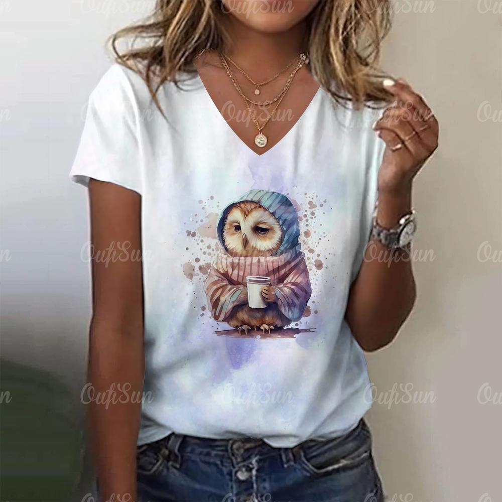 3D Cartoon Cat Print Cute Animal Women's T-shirts Casual Streetwear Short Sleeves Tees Pullover Summer New Women Clothing Tops