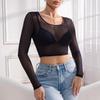 European & American Women's See-Through Sexy Slim Fit Long Sleeve Summer Top
