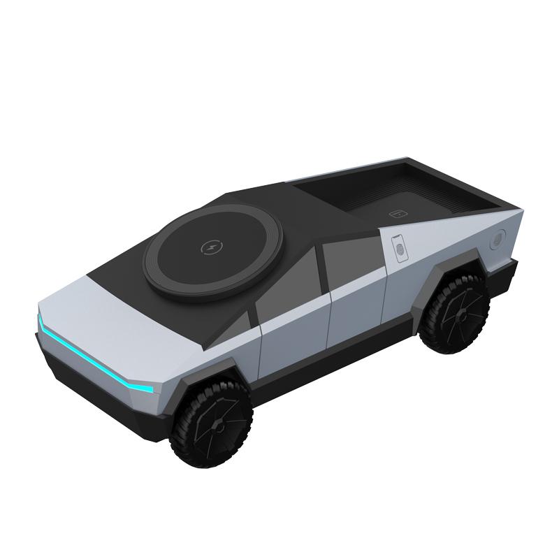 3 In 1 Magnetic Fast Wireless Charger Desktop Cybertruck Phone Stand For IPhone 17 16 Pro Max Apple & Samsung Watch Airpods Pro