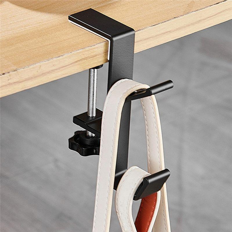 A84X-10Pcs Double-Layer Locking Desk Hook Bag Hook Office Desk Mobile Bag Hook Desk Side Table Hook
