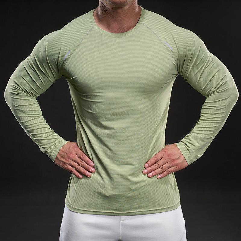 New Quick-drying Ice Silk Long-sleeved T-shirt Men's Casual Sports Fitness Outdoor T-shirt Top Men