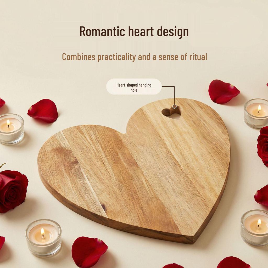 Heart-Shaped Acacia Wood Multi-Functional Cutting & Cheese Board