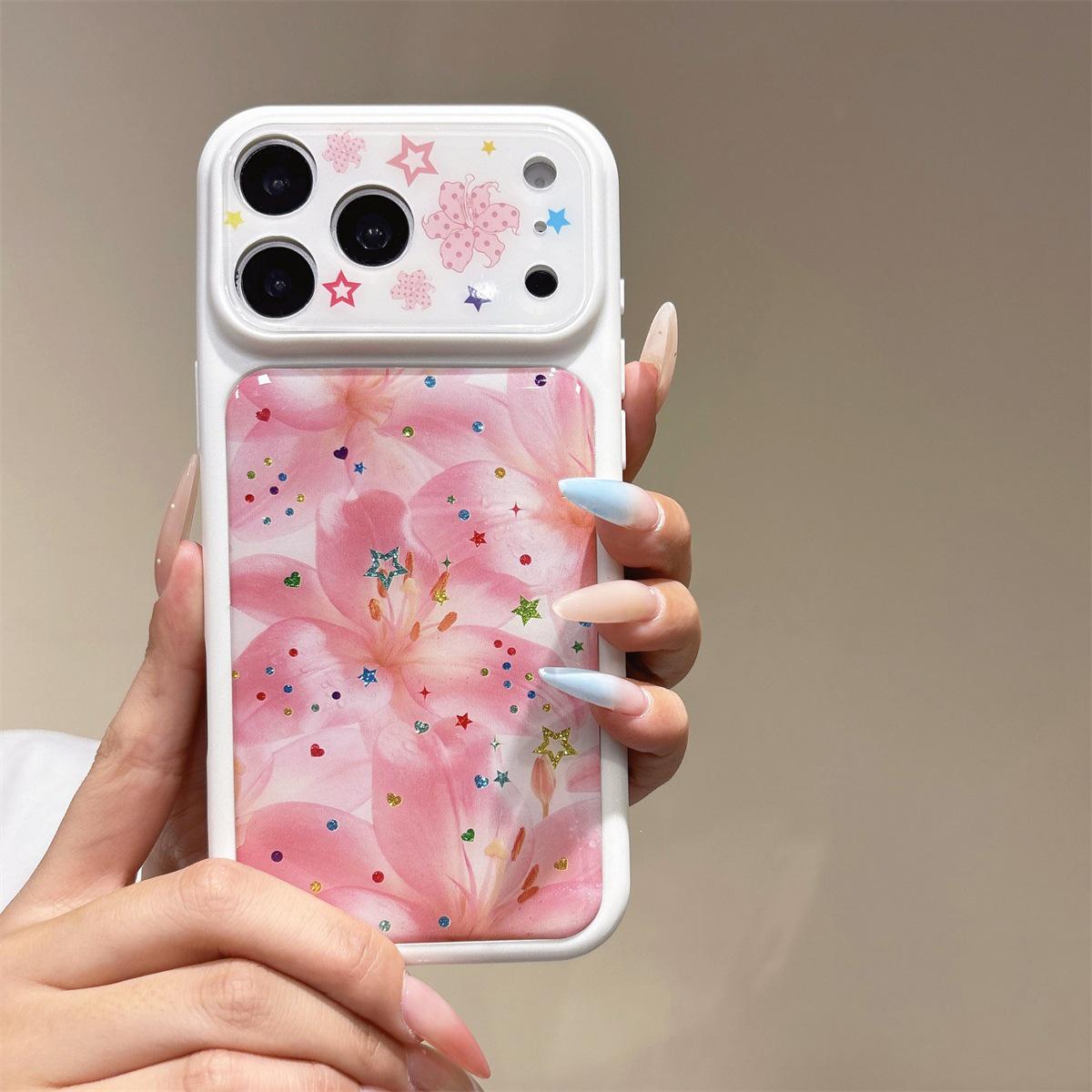 

Large Epoxy Lily iPhone 15 & 17/16 Pro Max Drop-Proof Case iPhone 17 Pro Max