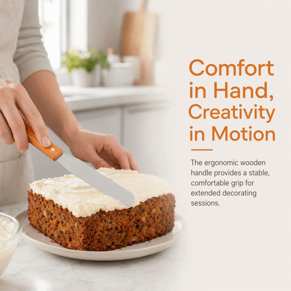 Stainless Steel Cake Icing Spatula Wood Handle Cake Scraper Spatula Baking Pastry L