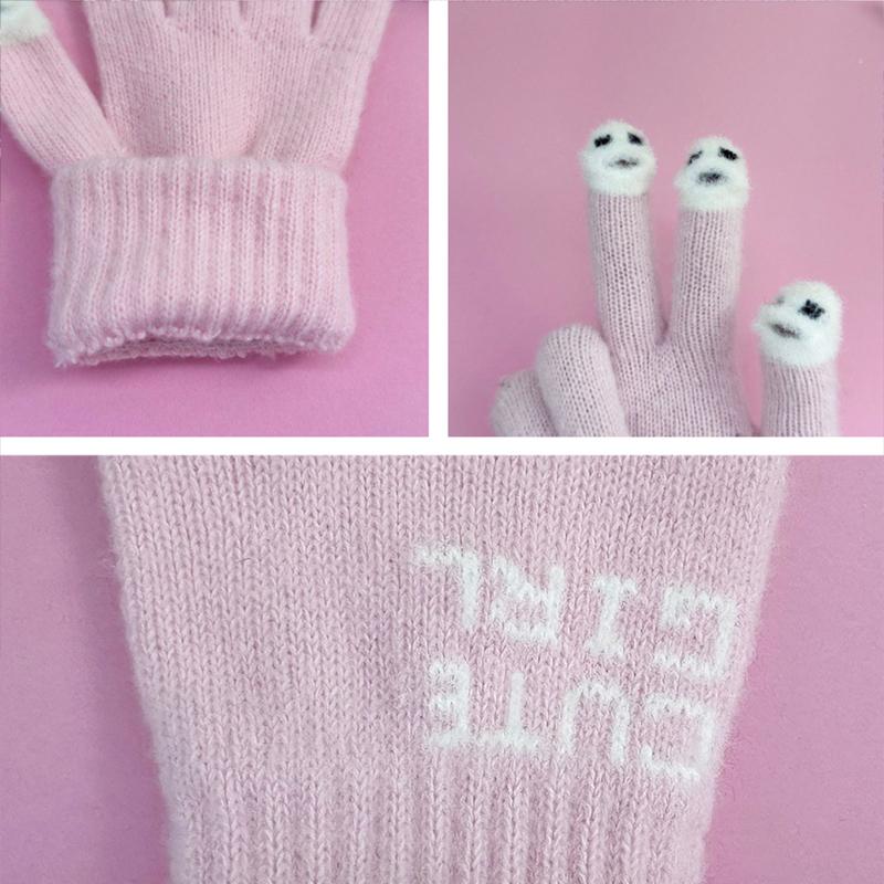 1 Par Anti Pilling Minimalista Inverno Escrita Acrílico Presente Quentes Luvas Estudante Touchscreen Luvas Moda Bonito