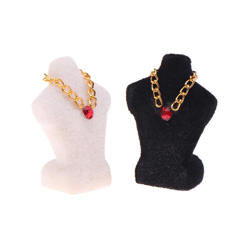 1/12 Dollhouse Necklace Display Stand With Necklace Dollhouse Jewelry Stand Dollhouse Accessories Micro Scene Photo Props
