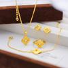 Women's Four-Leaf Clover Jewelry Set - Necklace, Bracelet & Stud Earrings - Lucky & Fashionable Birthday Gift