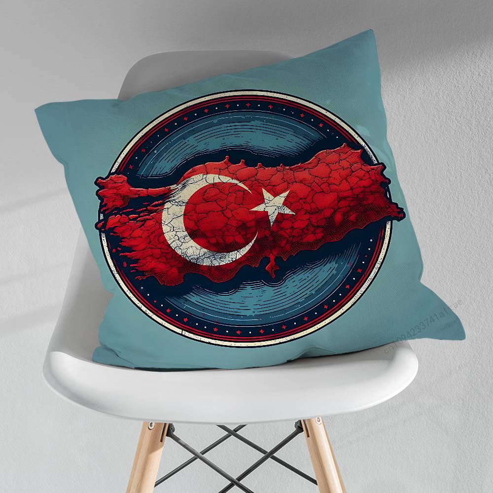 Cool Art Turkish Flag Throw Pillow Case Living Room Sofa Cushion Cover For Home Bedroom Decoration Protector