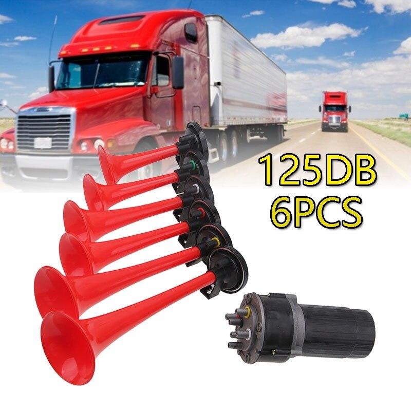 Buy 125db 12v 6 Trumpets Air Horn Lound Alarm Horn Musical Sound Air
