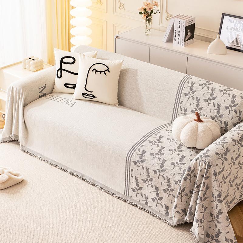 Chenille Kratzschutz Sofa Handtuch Nordisch Minimalistischer Stil Sofaüberwurf Stoff Staubdicht All-Inclusive Universeller Sofaüberwurf Kissen