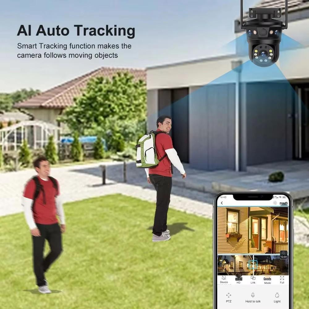 Triple-Lens WiFi Surveillance Camera with Panoramic HD and Full-Color Night Vision