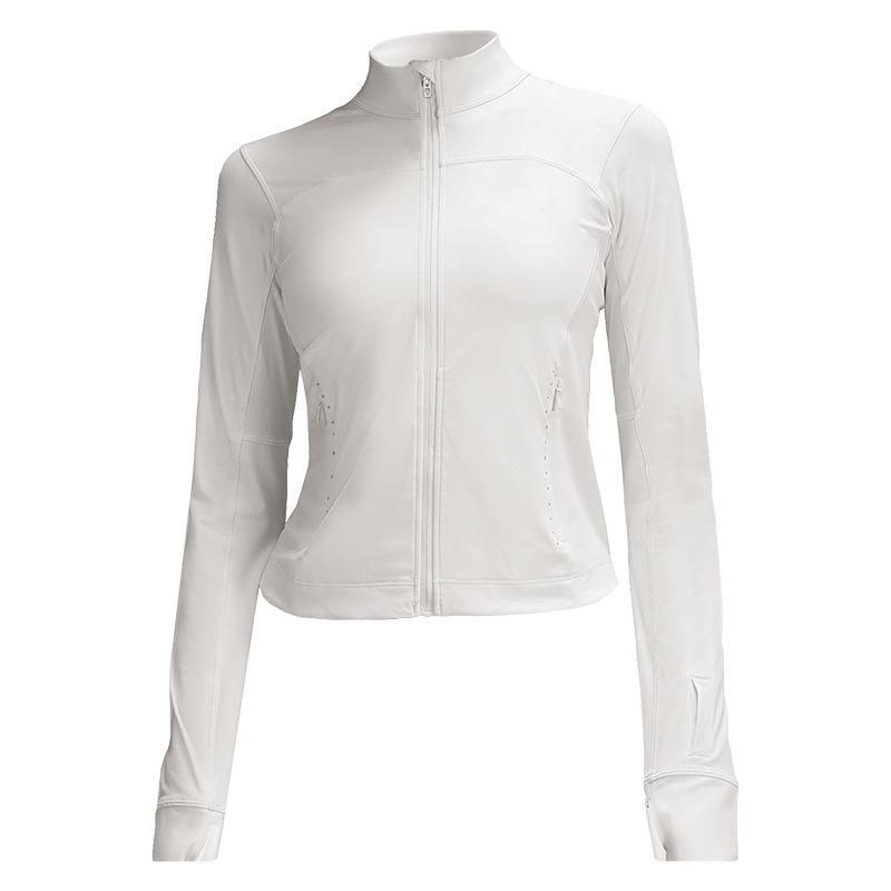 

Женская облегающая светоотражающая нейлоновая спортивная куртка — защита от солнца, высокая эластичность, воротник-стойка, легкая для летней йоги и активного отдыха S (80-90 jin)