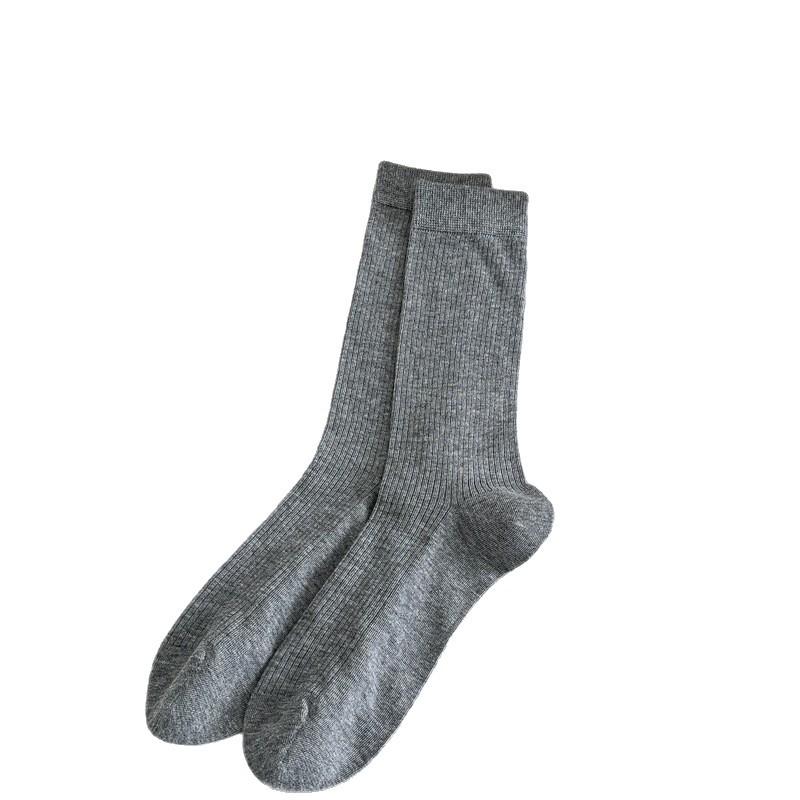 Miu Stacking Socks Children'S Gray Medium Tube Socks Spring And Summer Thin Solid Color Versatile Cotton Socks Summer Stockings Women'S Stockings
