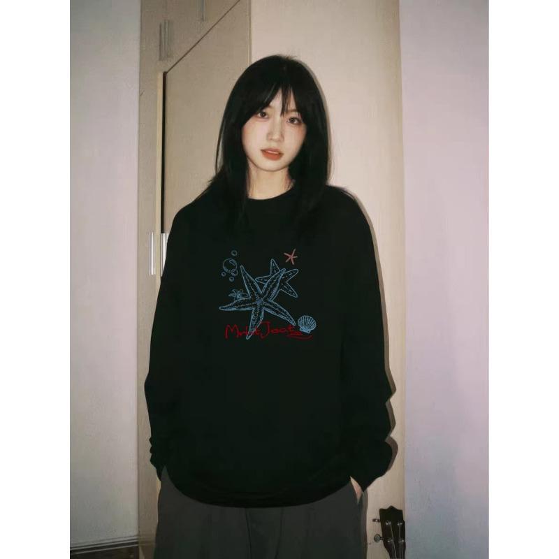 

Large Size Long Sleeve Top Autumn Loose T-shirt 4XL чорний