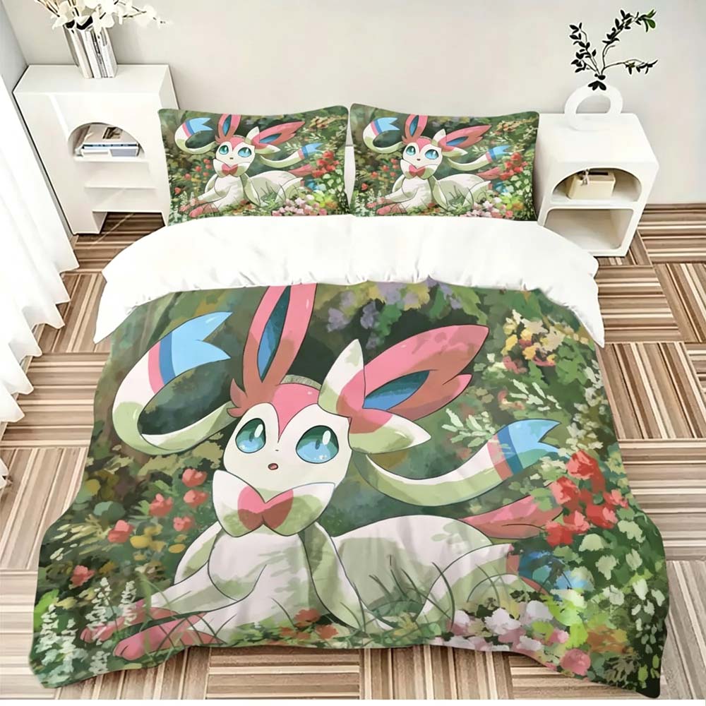 Cartoon Sylveon Duvet Cover Bedding Comforter Sets Sylveon  Quilt Cover And Pillowcases Single/Double/Queen/King