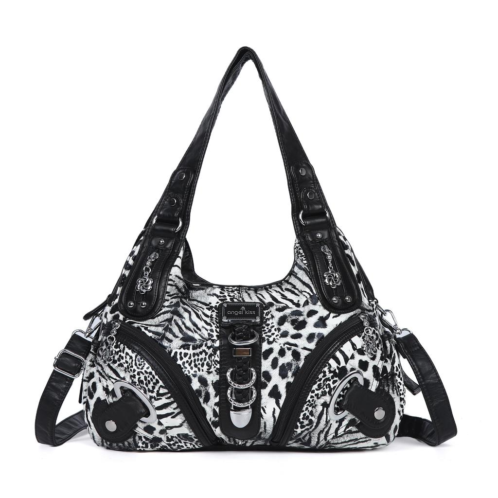 Borsa a Spalla da Donna Grande Capacità con Tasche Multiple e Manico Superiore a Forma di Raviolo di Caffè Tote Satchel