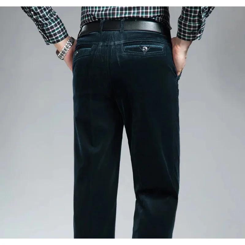 Autumn Padded Middle - Aged Men's Casual Trousers Striped Loose Pants for Men Corduroy Trousers