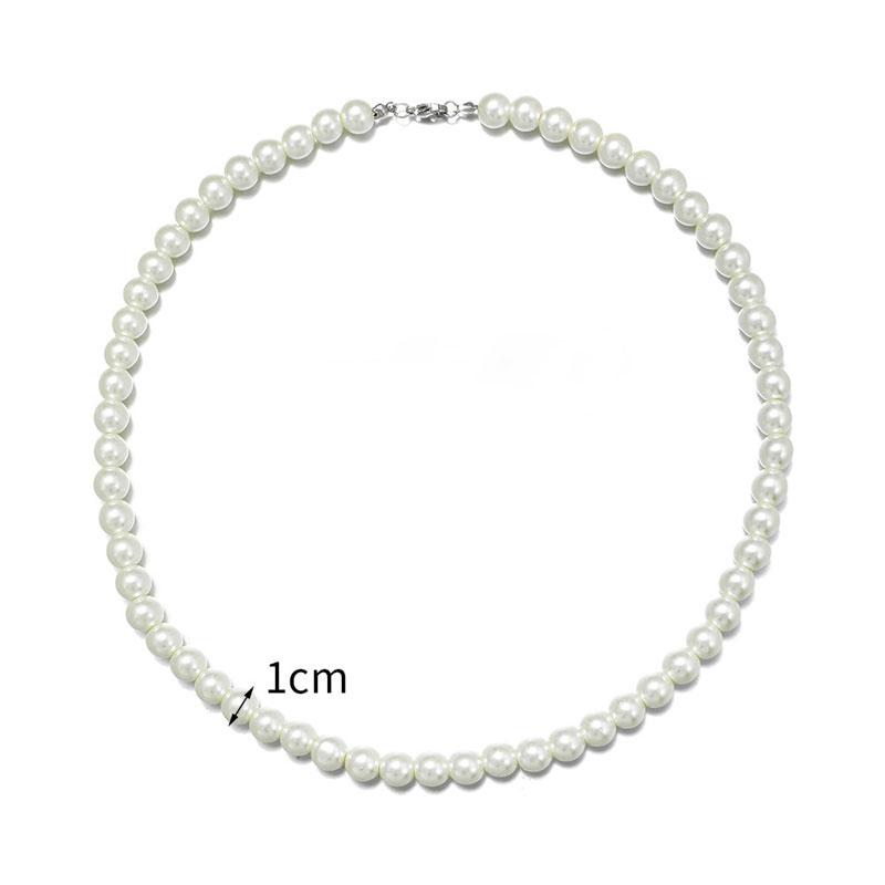 Cool Artificial White Pearl Necklace 1 Pcs Choker Beaded Chain for Men and Women Fashion Jewelry Gifts