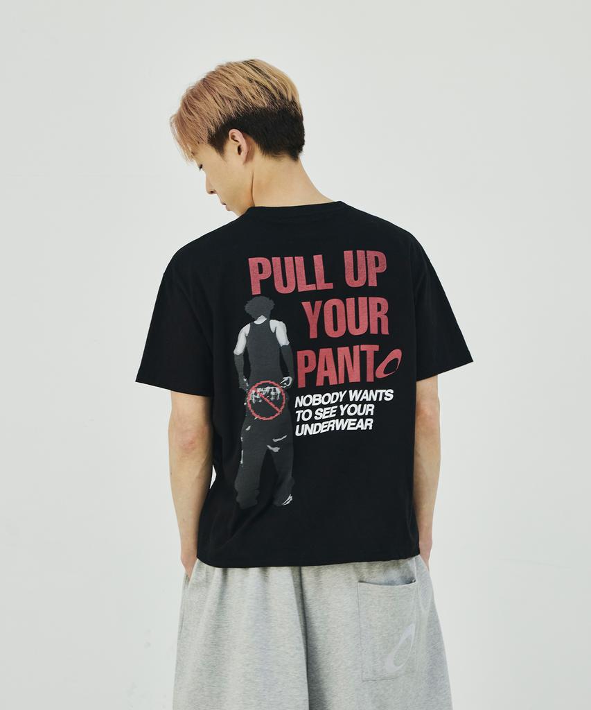 SCALLYWAG [Ryu Jeong-Ran × Skelly Wung] Pull Up Crop T-Shirt [Black]