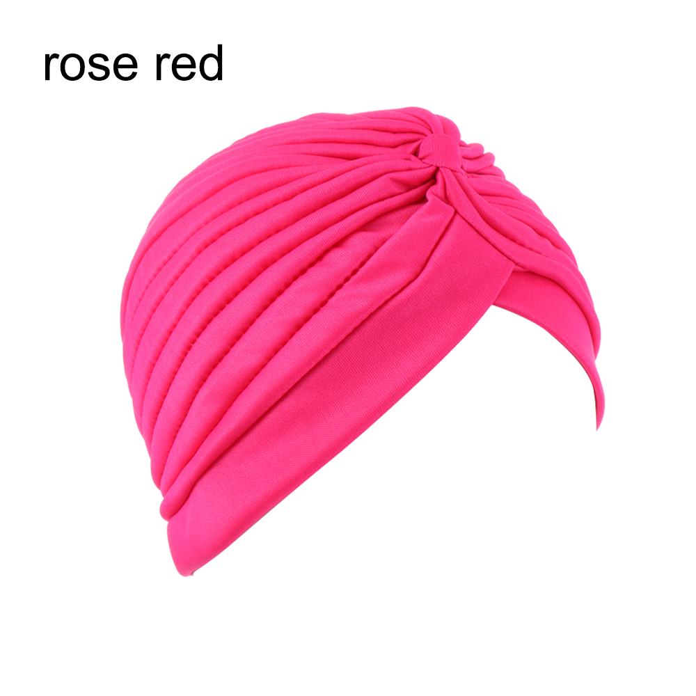 Solid Color Women Elastic Cotton Fold Turban Hat Soft Bonnet Muslim Hijab Ladies Head Wrap Warm Beanies Chemo Hat