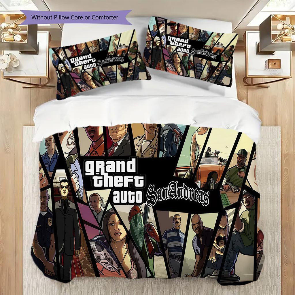 Grand Theft Auto San Andreas Dreiteiliges Set 1 Bettbezug 2 Kissenbezüge Ohne Füllung Bettwäscheset Bettbezug Und Kissenbezug
