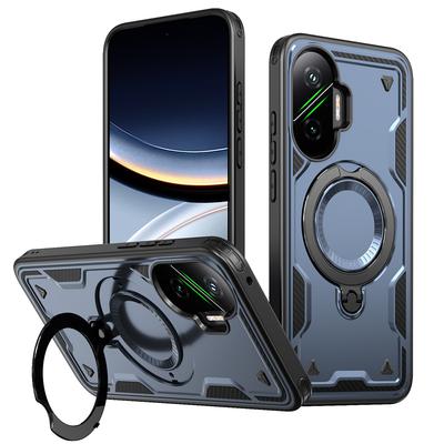 For Xiaomi POCO F7 5G Case Military Drop-proof Hard PC+TPU 360° Adjustable Ring Back Stand Cover for Little F7
