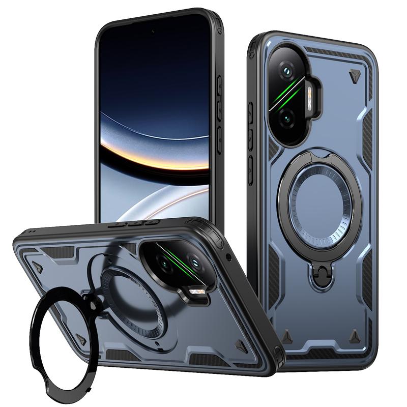 

Чехол для Xiaomi POCO F7 5G, военный противоударный жесткий ПК+ТПУ, 360° регулируемое кольцо-подставка на задней панели для Little F7 Poco F7 синий