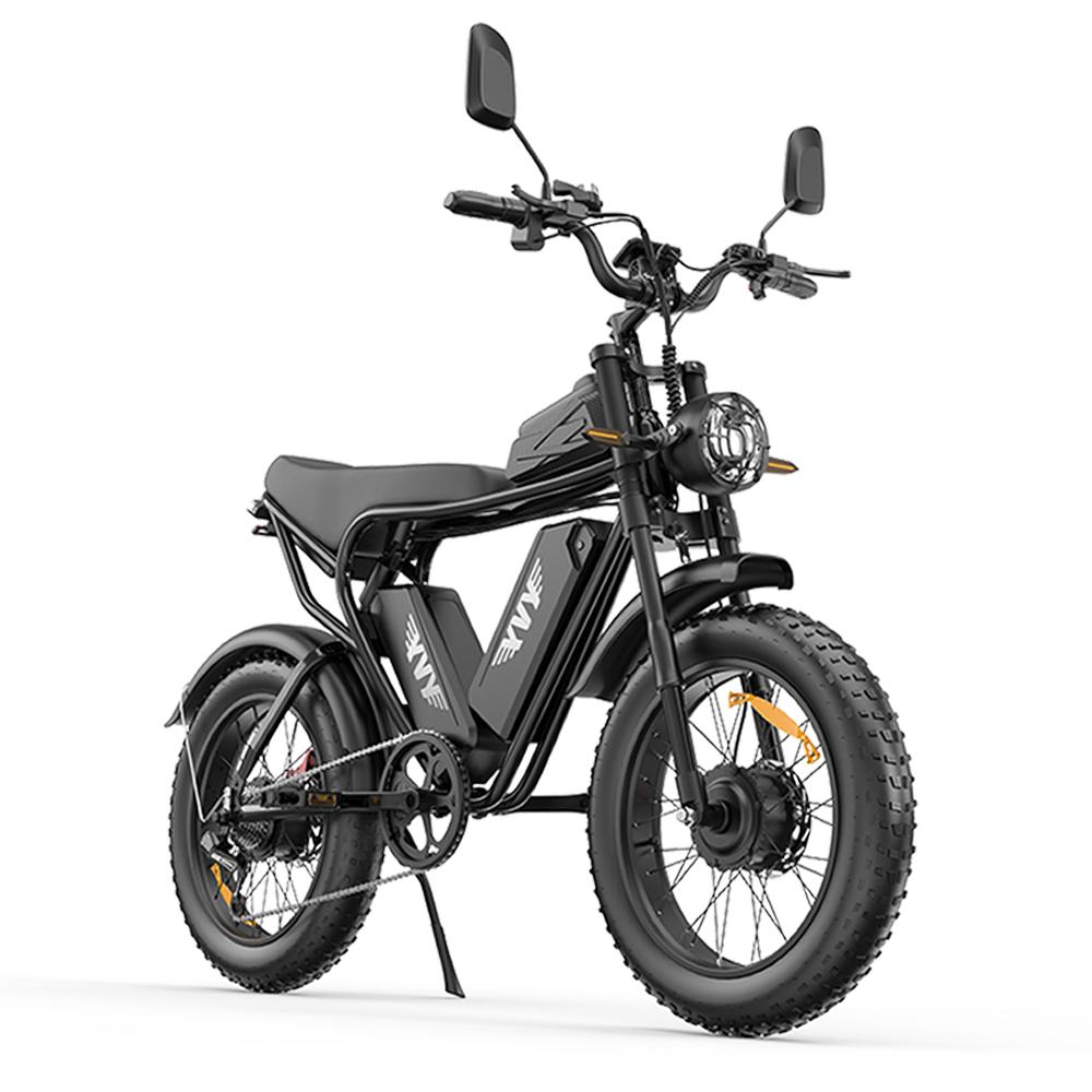 YVY C20 Max 2000W Off-Road Electric Bicycle Up To 55km/h, 52V40Ah Long Range E-Bike, Front Fork Suspension 20" Fat E-Bike for Outdoor Adventure