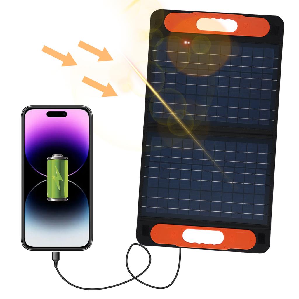 60W Polycrystalline Solar Panel Charging Panel with Handle Solar Charger IP65 Waterproof for Home