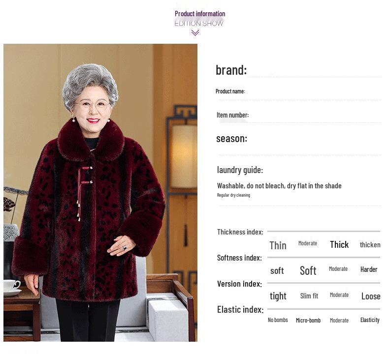 Winter 2025 Stylish Waterproof Mink Rabbit Fur Coat for Mature Women
