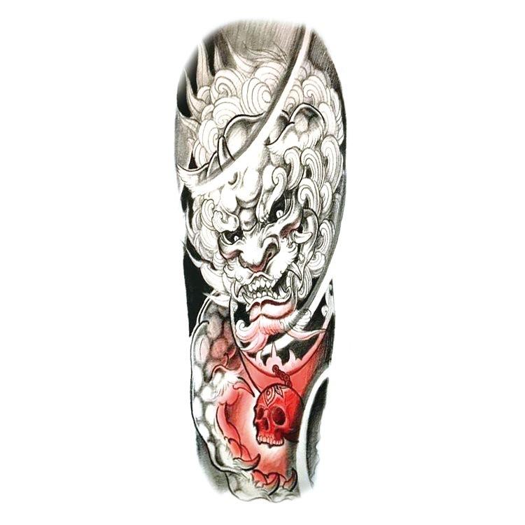 Full Arm Flower Arm Big Pattern Wind Lion Wolf Sexy Simulation Tattoo Water Transfer Tattoo Sticker