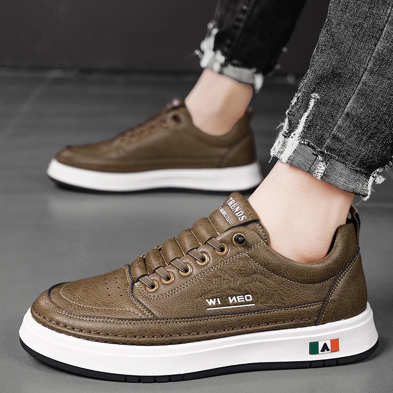 

Board shoes men s shoes autumn new high-end leather sneakers platform white shoes men s casual shoes 39