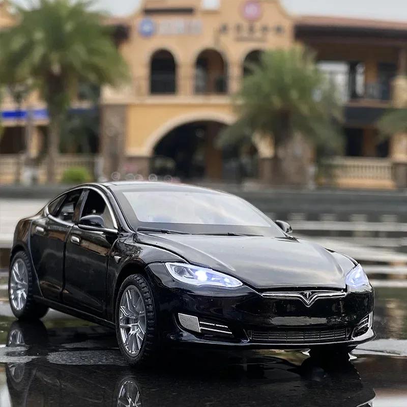 ctkhn3 1:32 Tesla Model X Model S Alloy Car Model Diecasts Metal Toy Vehicles Car Model Simulation Sound and Light Collection Kids Gift