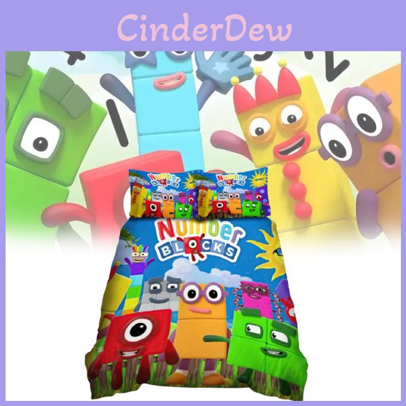 Numberblocks Cartoon Bedding Ensemble With Waffle Weave Fabric For Kids Room