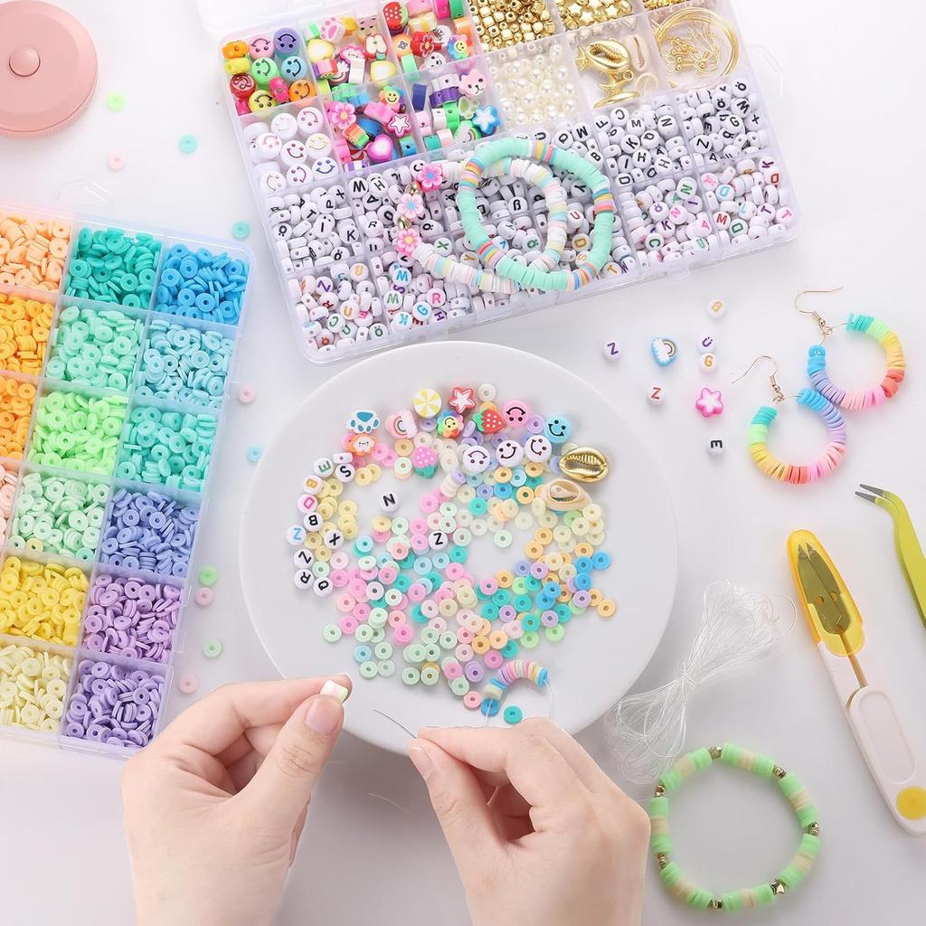 5700 Pieces Of Soft Pottery Clay Beads Diy Set, For Friendship Bracelet Necklace Making Accessories