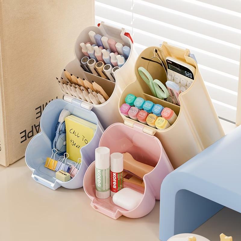 Creative Desktop Slanting Organizer Large Capacity Cartoon Cosmetics Storage Box Simple Angled Design Slanted Pen Holder