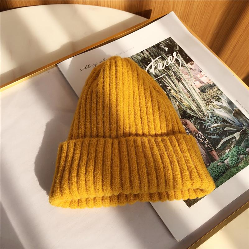 Hat Women's Autumn and Winter Versatile Solid Color Casual Student Knitted Wool Hat New Thermal Hat