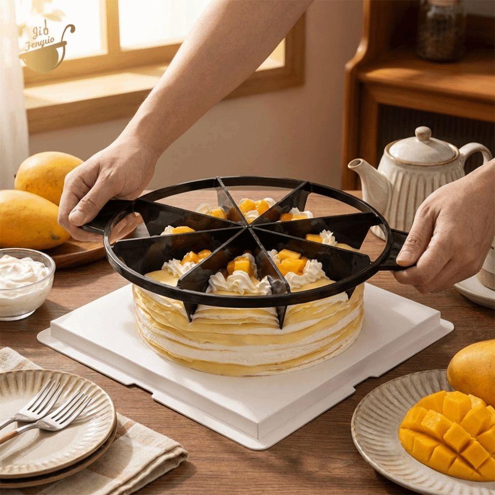 6/8 Divisions Cake Cutter Slicer with Handle Plastic Bread Divider Round Shape Layer Cake Tool Pie Cutter Dessert Preparation