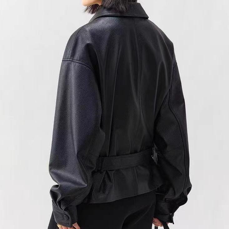 Spring & Autumn Women's Short Leather Jacket – Stylish Motorcycle Outerwear