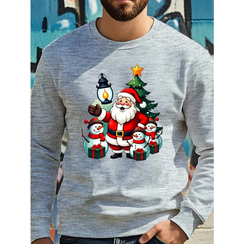 Nick and the snowman join forces to send you their best wishes—a casual spring/autumn sweatshirt featuring a "Merry Christmas" print.