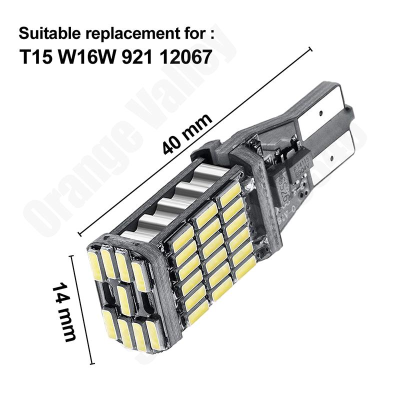 2PCS Superior LED T15 W16W 45 SMD 4014 Car Auto Canbus Reversing Lamps Stop Light Back Up Lights Reverse Bulb Dome Lights 6