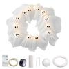 Halloween Ghost Wreath with 12 LED Lights Small Light-up White Ghost Hanging Wreath for Front Porch Door Wall Indoor Outdoor Decoration