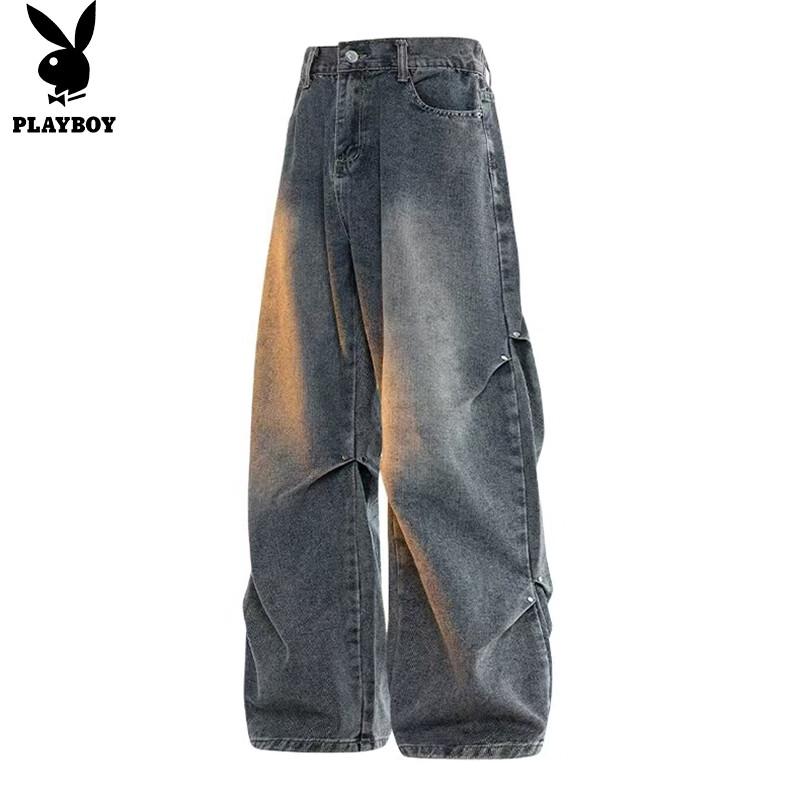 PLAYBOY Men's Loose Straight Wide-Leg Jeans