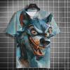 New Fashion Men's Casual T-shirt 3D Printing Fun Animal Print Short Sleeve Street Fashion Wolf Fox Print Round Neck Top