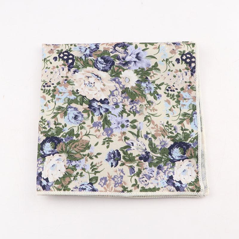 25cm Vintage Floral Cartoon Printed Handkerchief Cotton Women Men Wedding Suits Pocket Square Adult Gift Accessory High Quality