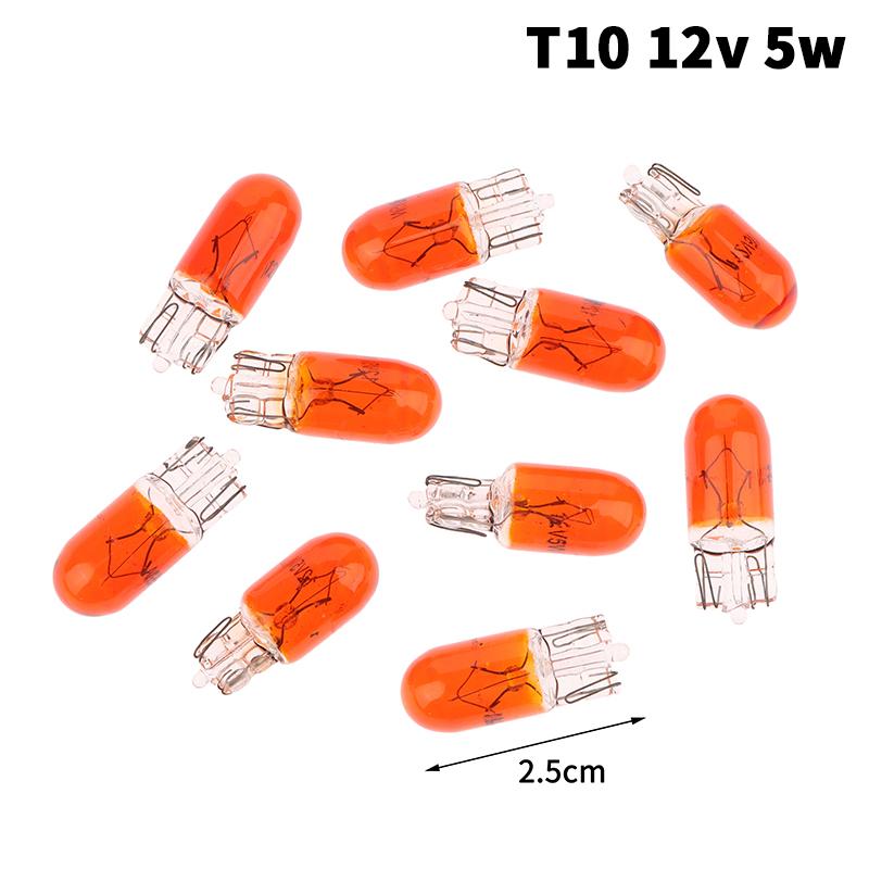 10Pcs 24V 1.2W T5 /12V 5W T10 Glass Light Bulb Dashboard Instrument Panel Brake Light Bulbs Headlights Lamp Lights Car Lights