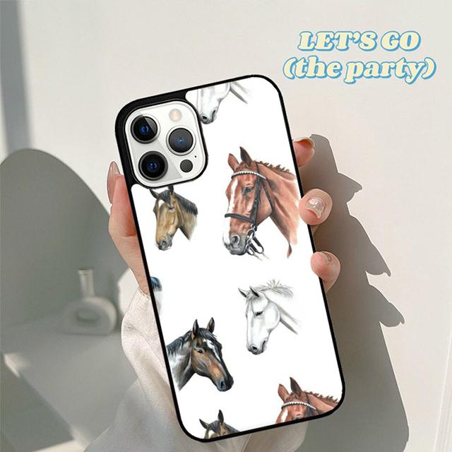 Herbst Pferde Muster Collage Handyhülle Cover für iPhone 17 Air 16 16e 15 12 11 13 14 Pro Max Apple Plus Hülle