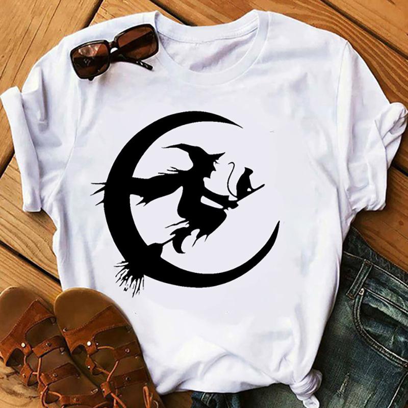 Tricou la modă de vară pentru femeie Halloween vrăjitoare imprimeu tricouri femei casual amuzant tricou pentru Lady Yong Girl Top Tee Hipster