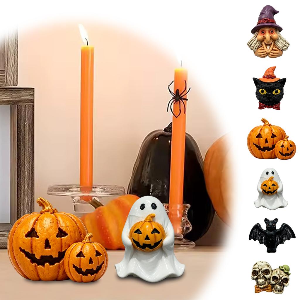 Decoración de Pared de Calabaza de Halloween Figura de Resina, Decoración de Fiesta con Bruja para Estante de Casa Repisa