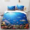 Underwater World Duvet Cover King Queen Blue Ocean Shark Bedding Set For Kids Sea Animal Coral Fish 2/3pcs Polyester Quilt Cover